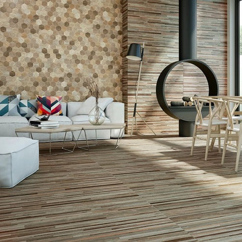 Porcelanico Sequoia Hex Tobacco